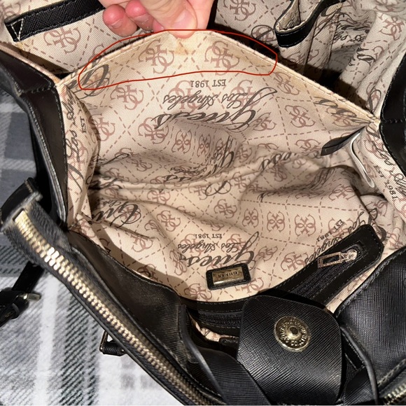 Guess Korry Status Satchel Purse Black/Multi - Picture 6 of 8